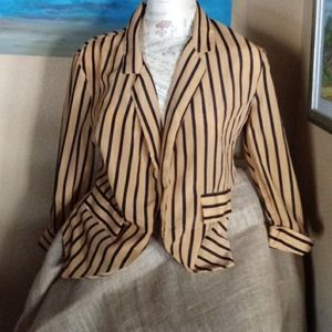 Vintage Crop Stripe Black & Gold Blazer